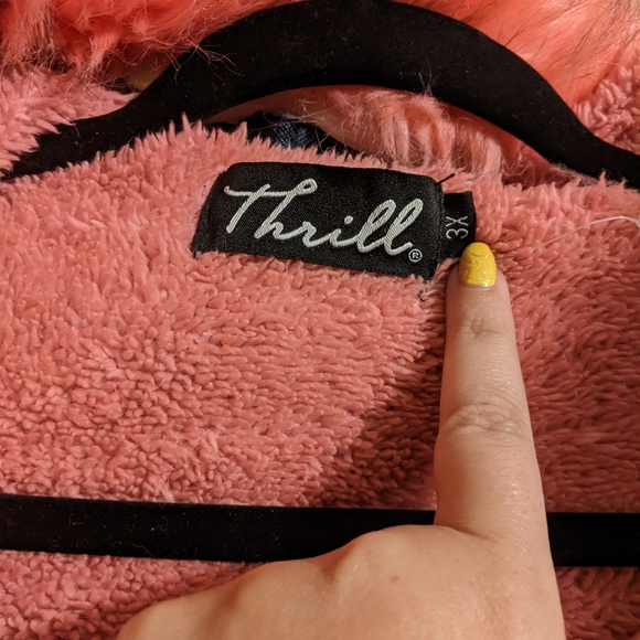 Thrill Pink Ruff Denim Winter Coat Size 3X - Picture 2 of 4